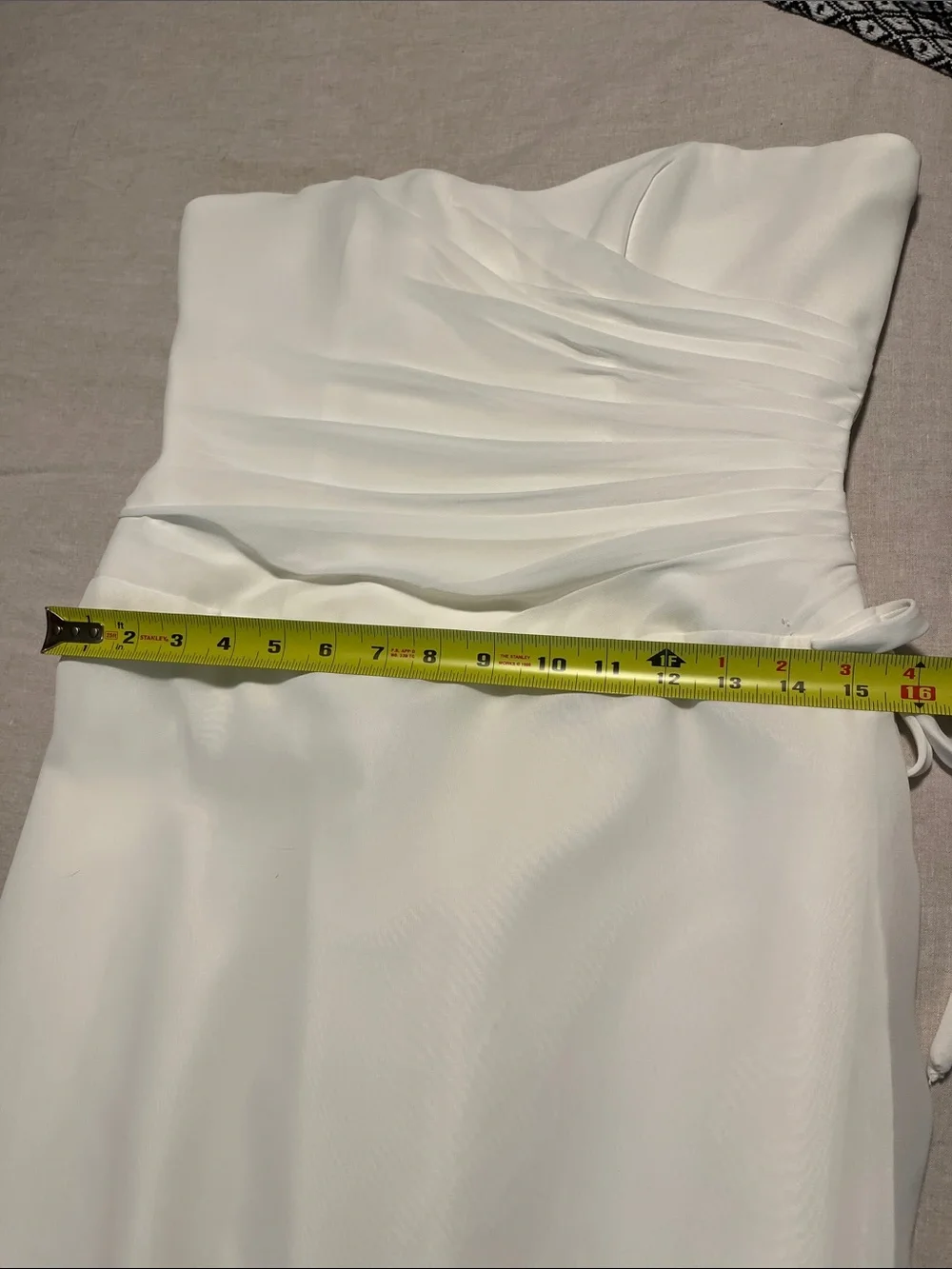 Strapless White Simple Ruched Bodice Wedding Dress or Evening Dress